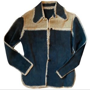 Vintage leather and suede shirt jacket